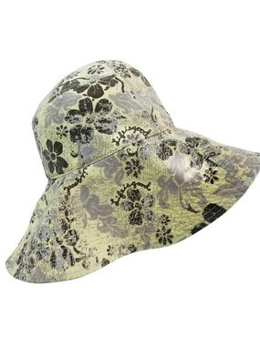 Life Is Good Yellow/Sage Green Floral W/ Subtle Script Detail Bucket Hat OS